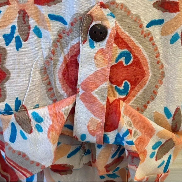 Allison Daley Multicolor Geometric Rayon Casual Button Down 3/4 Sleeve Shirt XL - Picture 7 of 7